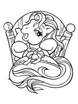 coloriage petit poney dans son lit